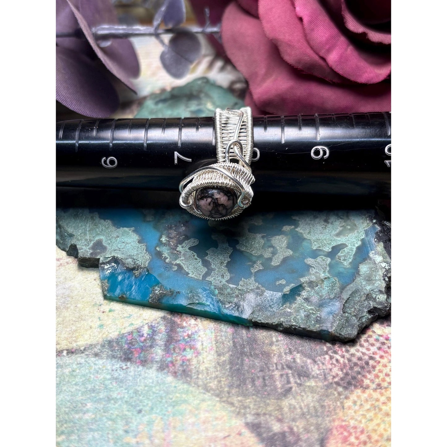 Rhodonite Gemstone Silver Ring