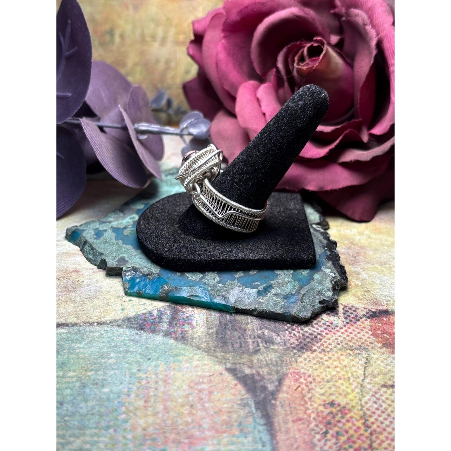 Rhodonite Gemstone Silver Ring