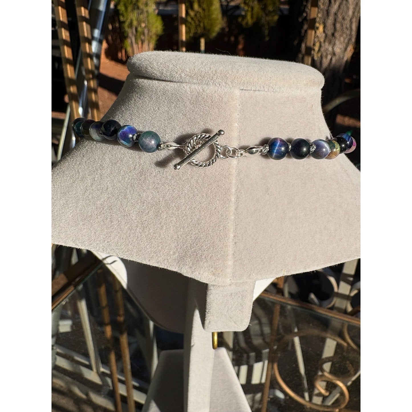 Tiger Eye Hand Knotted Crystal Necklace With Abalone Shell