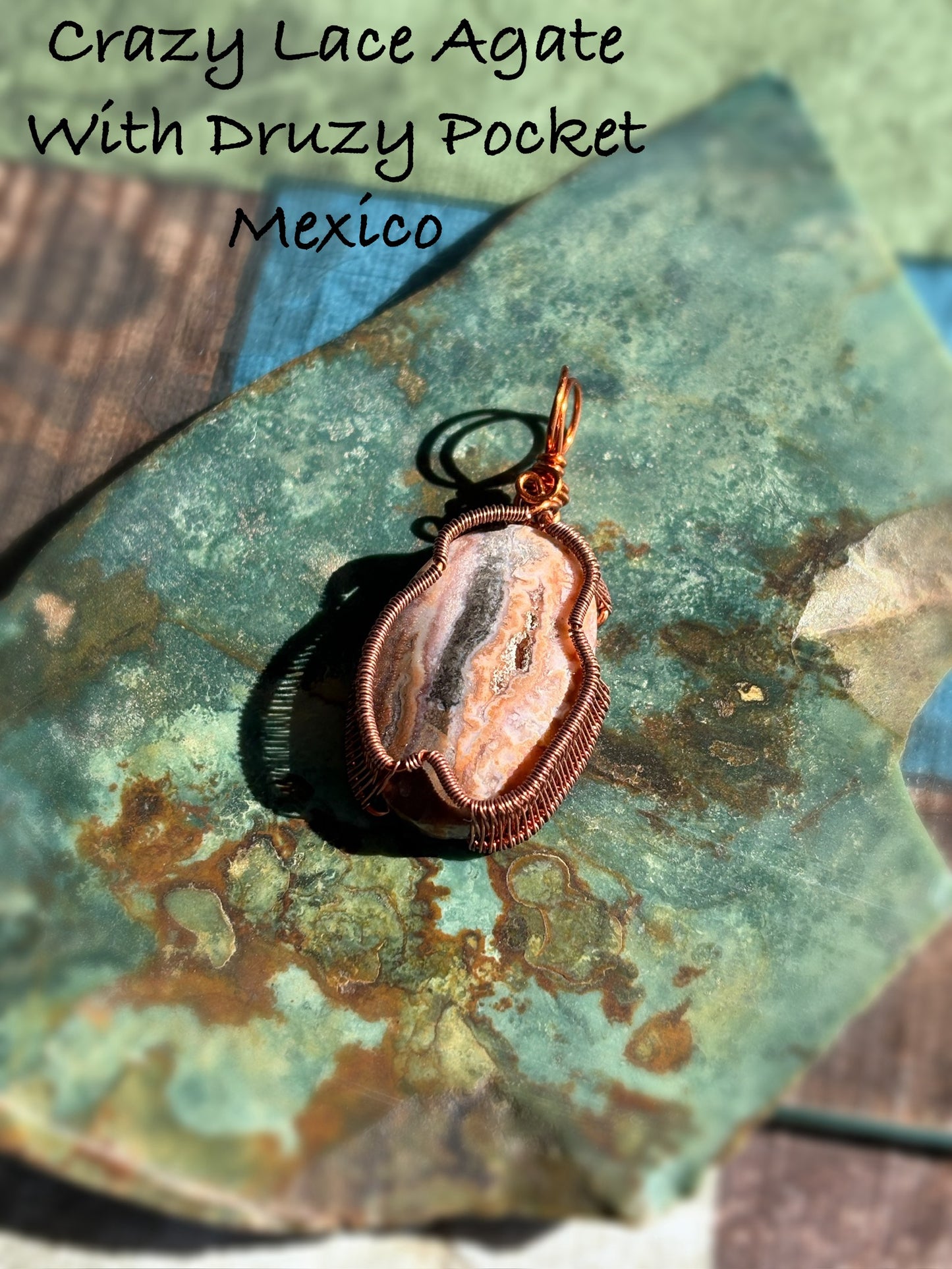 Mexican Crazy Lace Druzy Agate Pendant