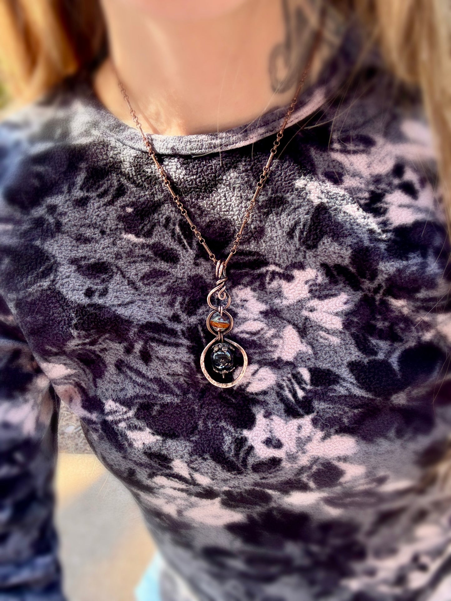 Hypersthene Copper Necklace