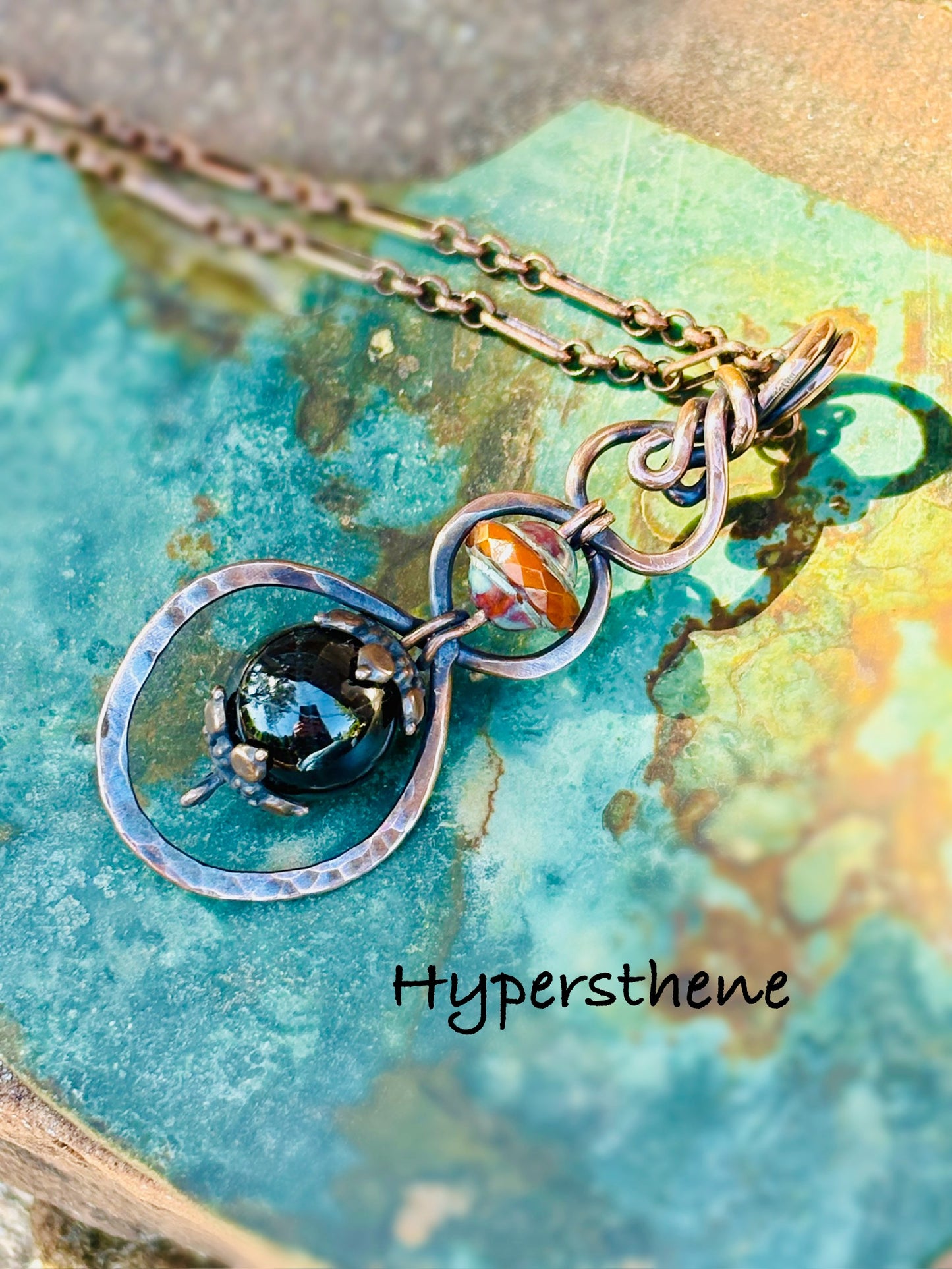 Hypersthene Copper Necklace