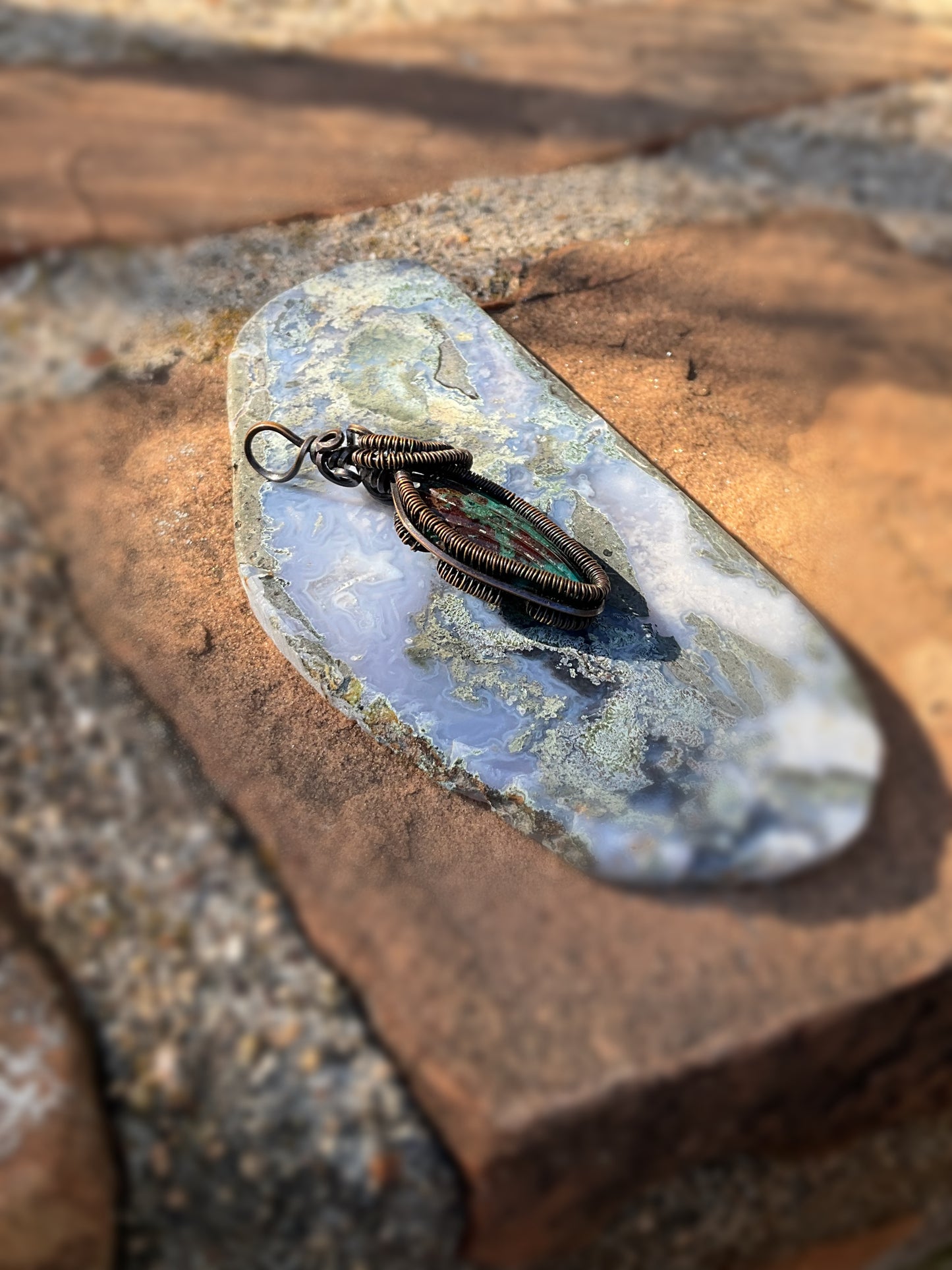 Shell Carved Chrysocolla Pendant