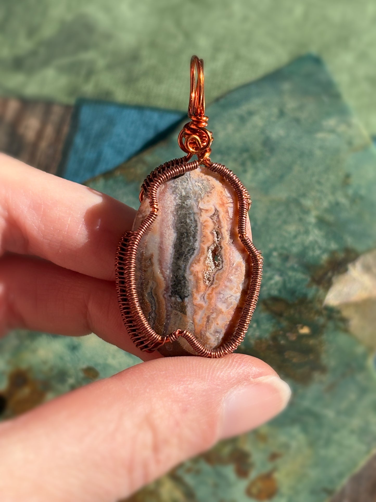 Mexican Crazy Lace Druzy Agate Pendant