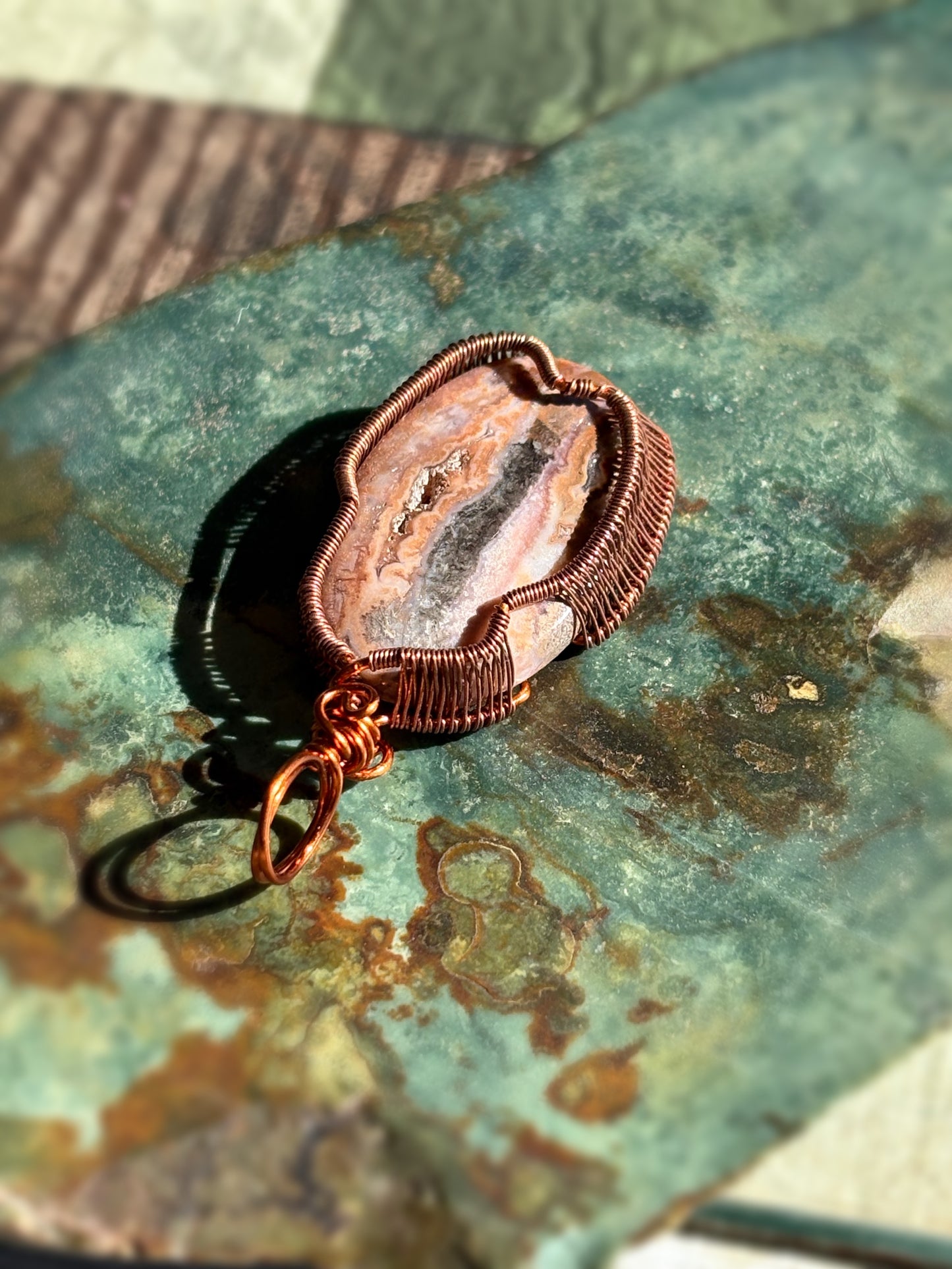 Mexican Crazy Lace Druzy Agate Pendant