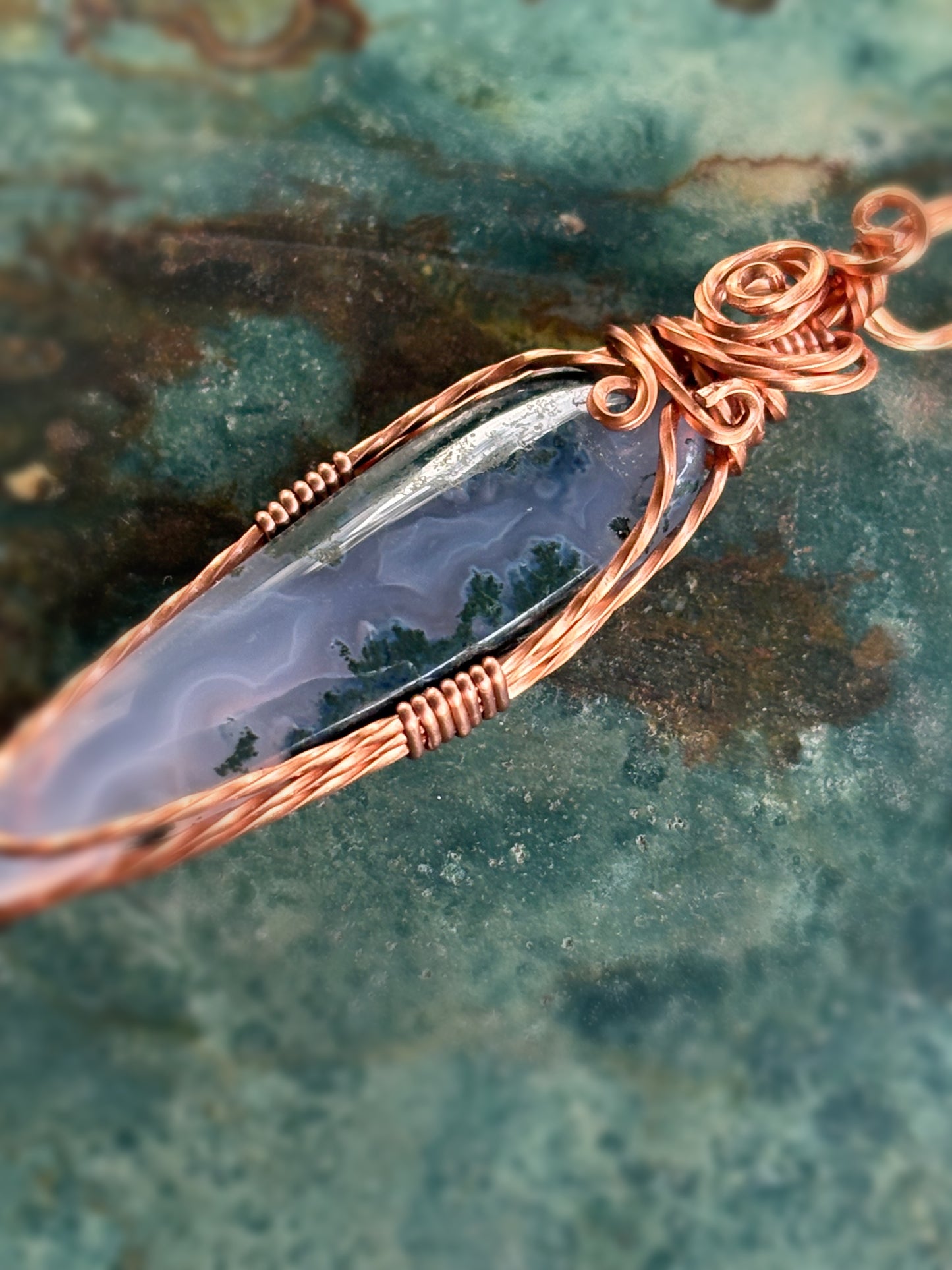 Purple Moss Agate Copper Pendant