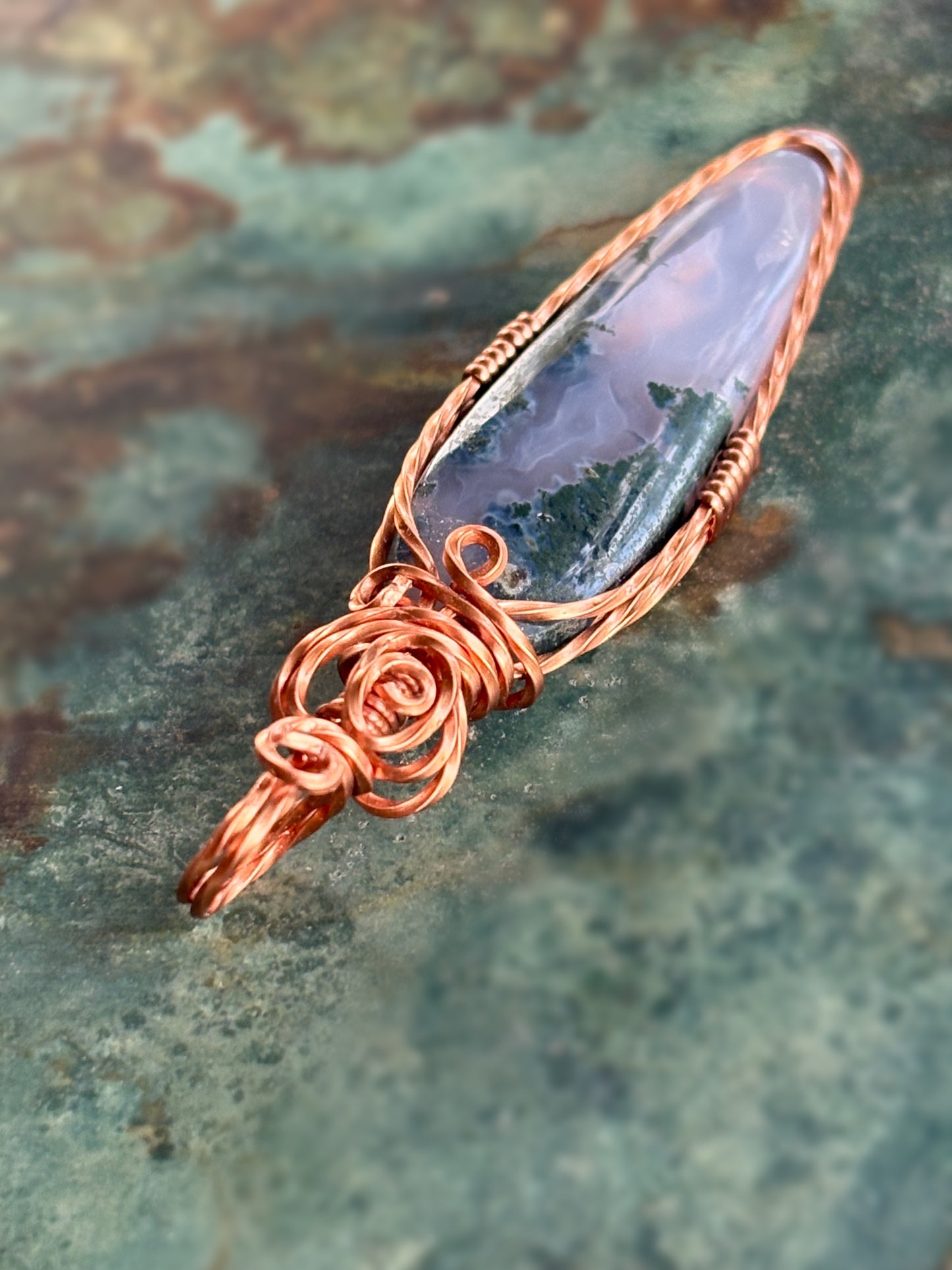 Purple Moss Agate Copper Pendant