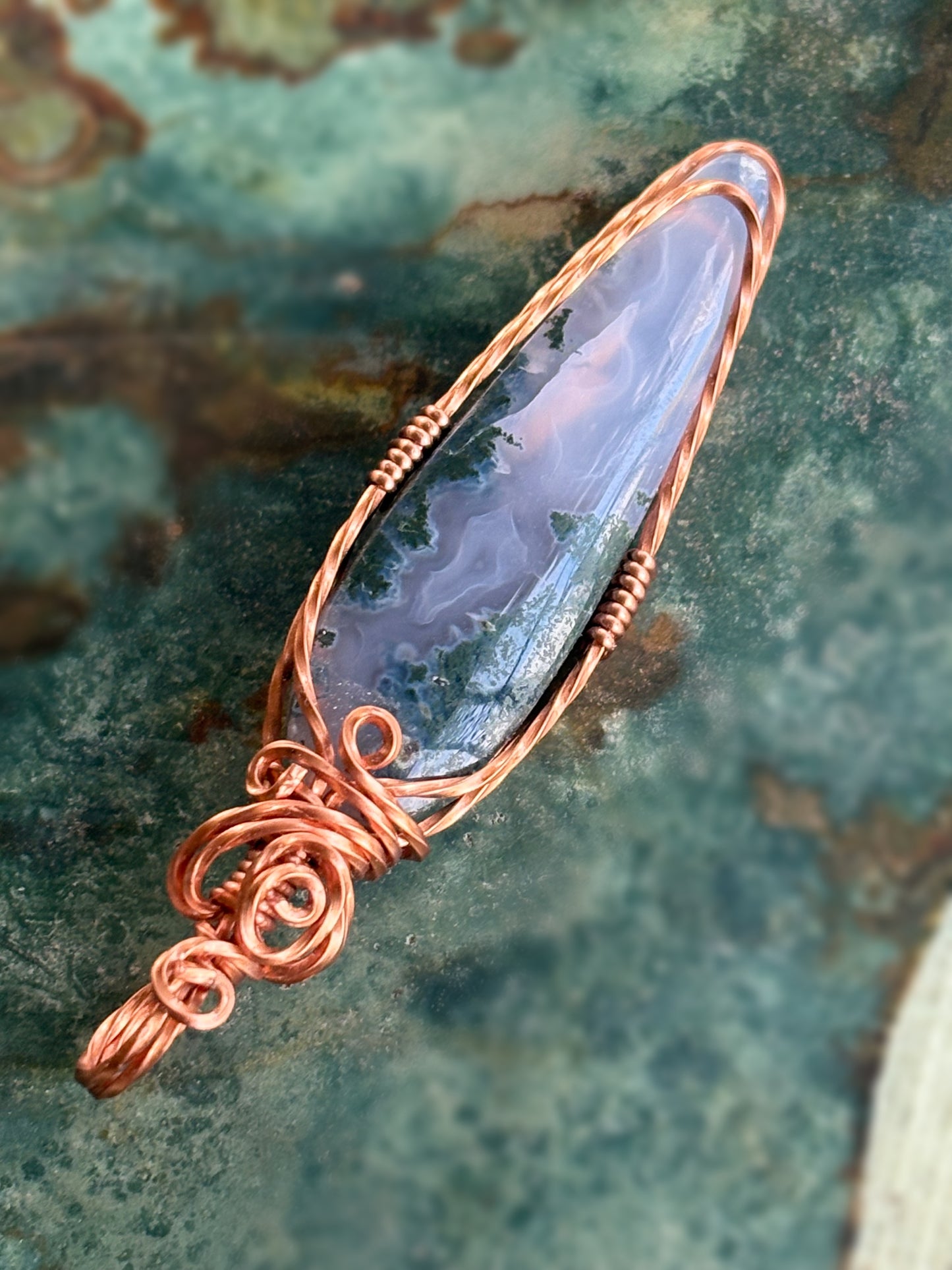 Purple Moss Agate Copper Pendant