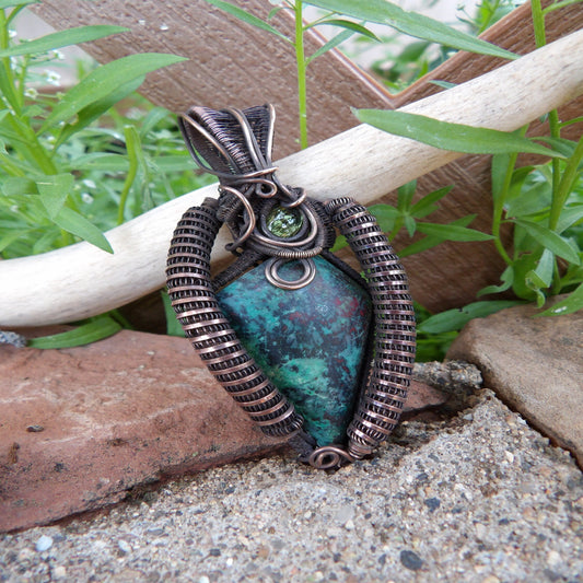 Artisan Sanoran Sunrise and Peridot Copper Pendant