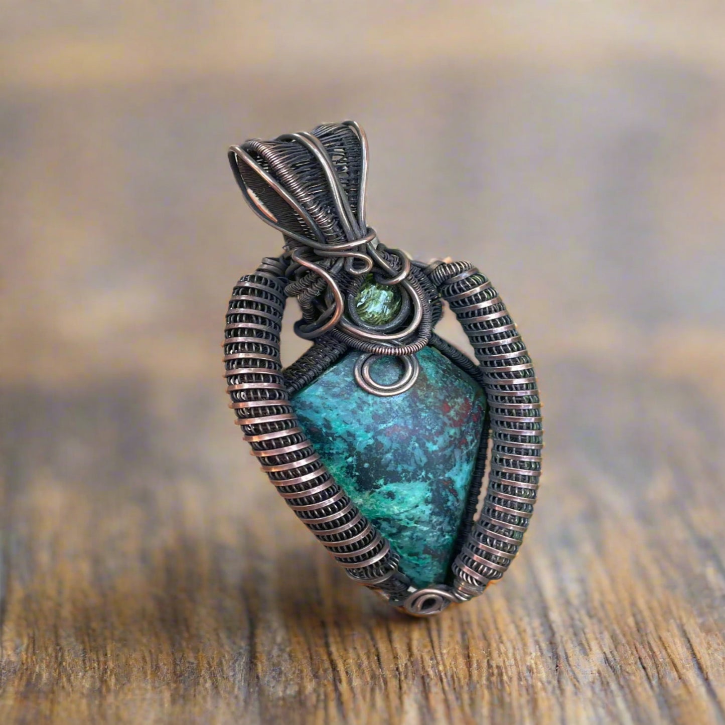 Artisan Sanoran Sunrise and Peridot Copper Pendant