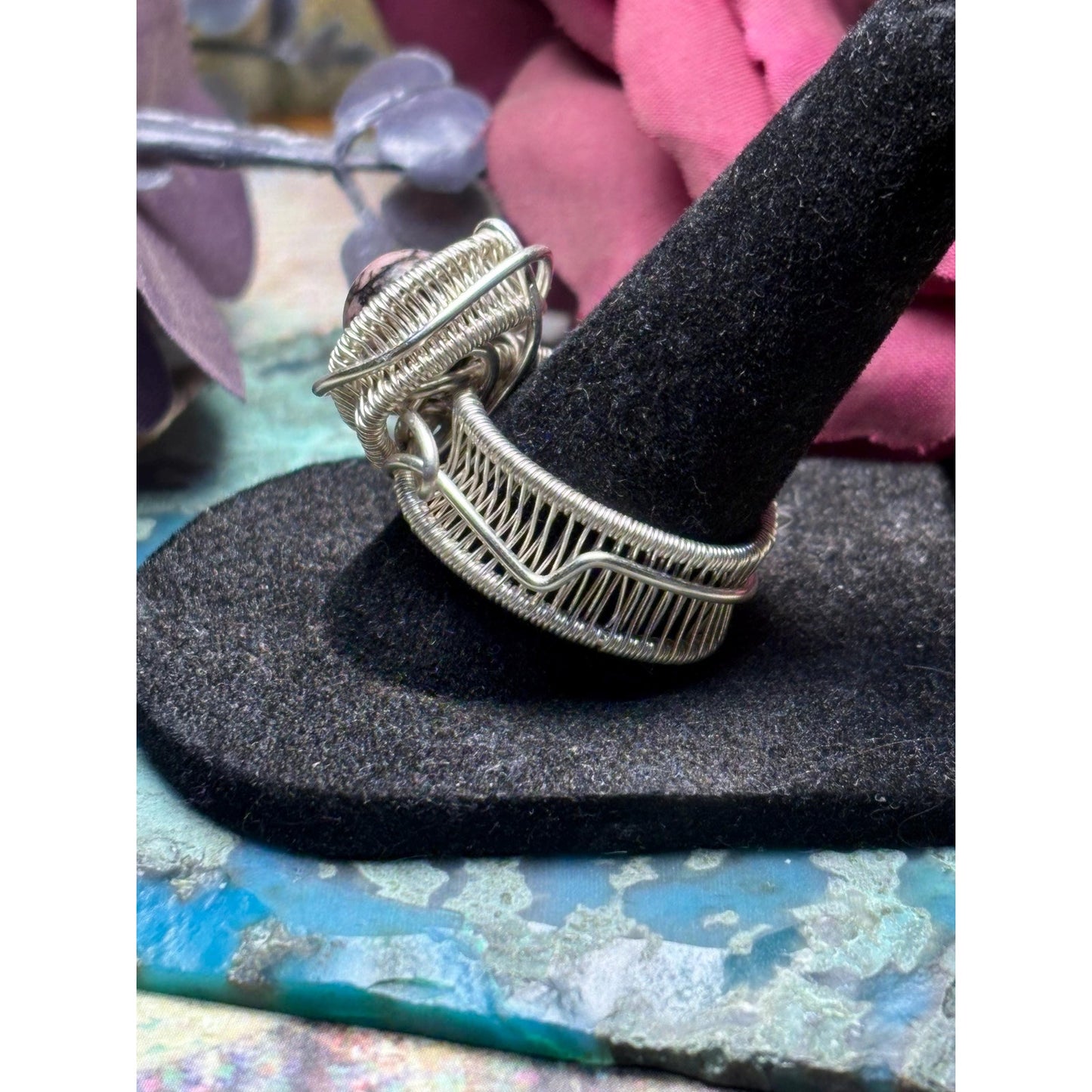Rhodonite Gemstone Silver Ring