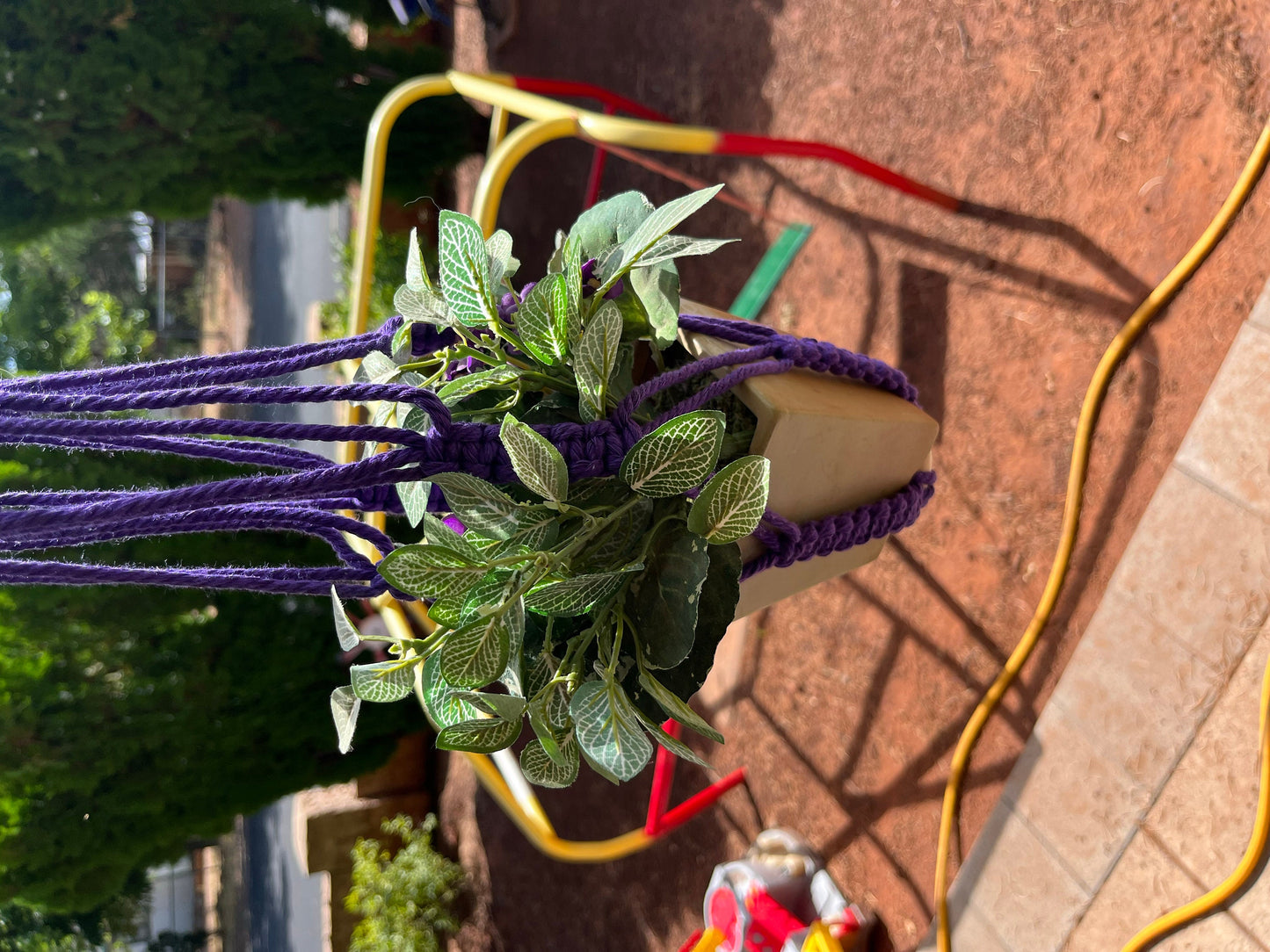 Macrame Plant Hanger, Purple Plant Hanger, WireWeavedUniques