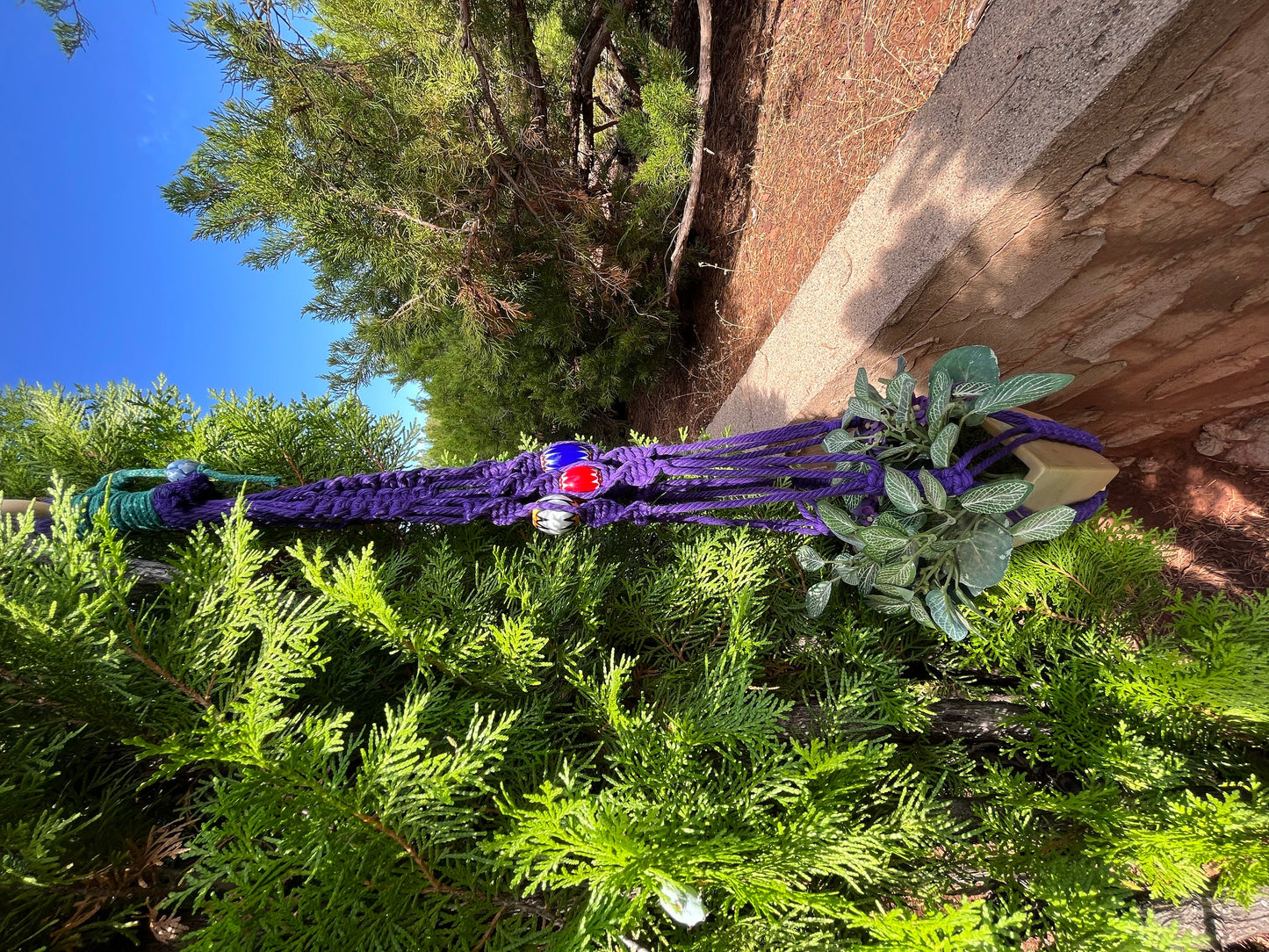 Macrame Plant Hanger, Purple Plant Hanger, WireWeavedUniques
