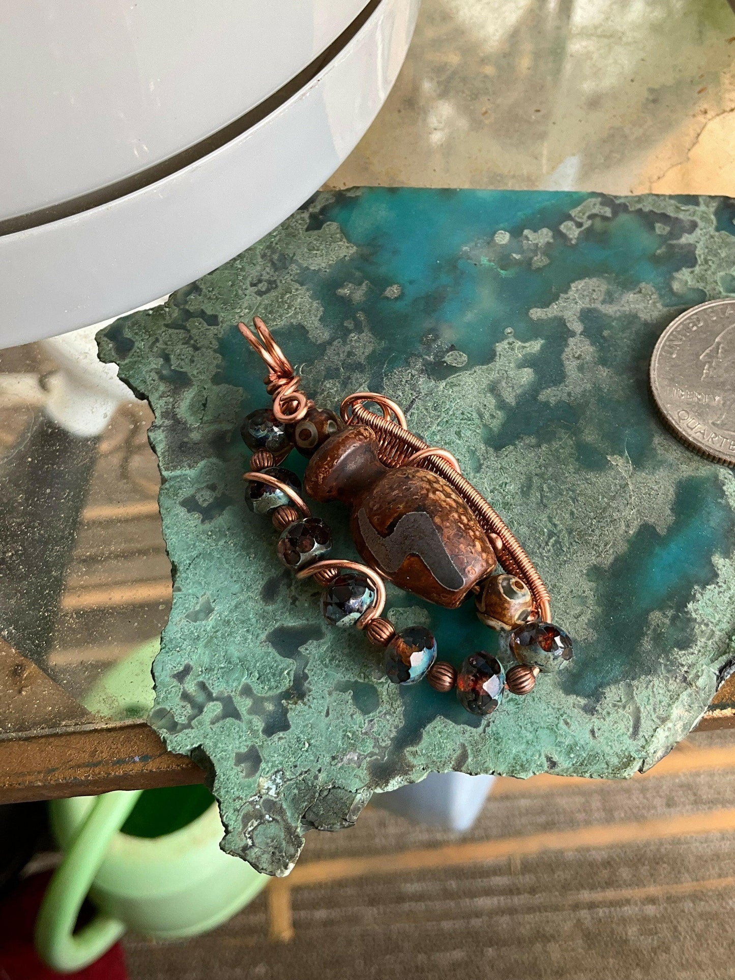 Tibetan Agate Vase Wire Wrap Pendant