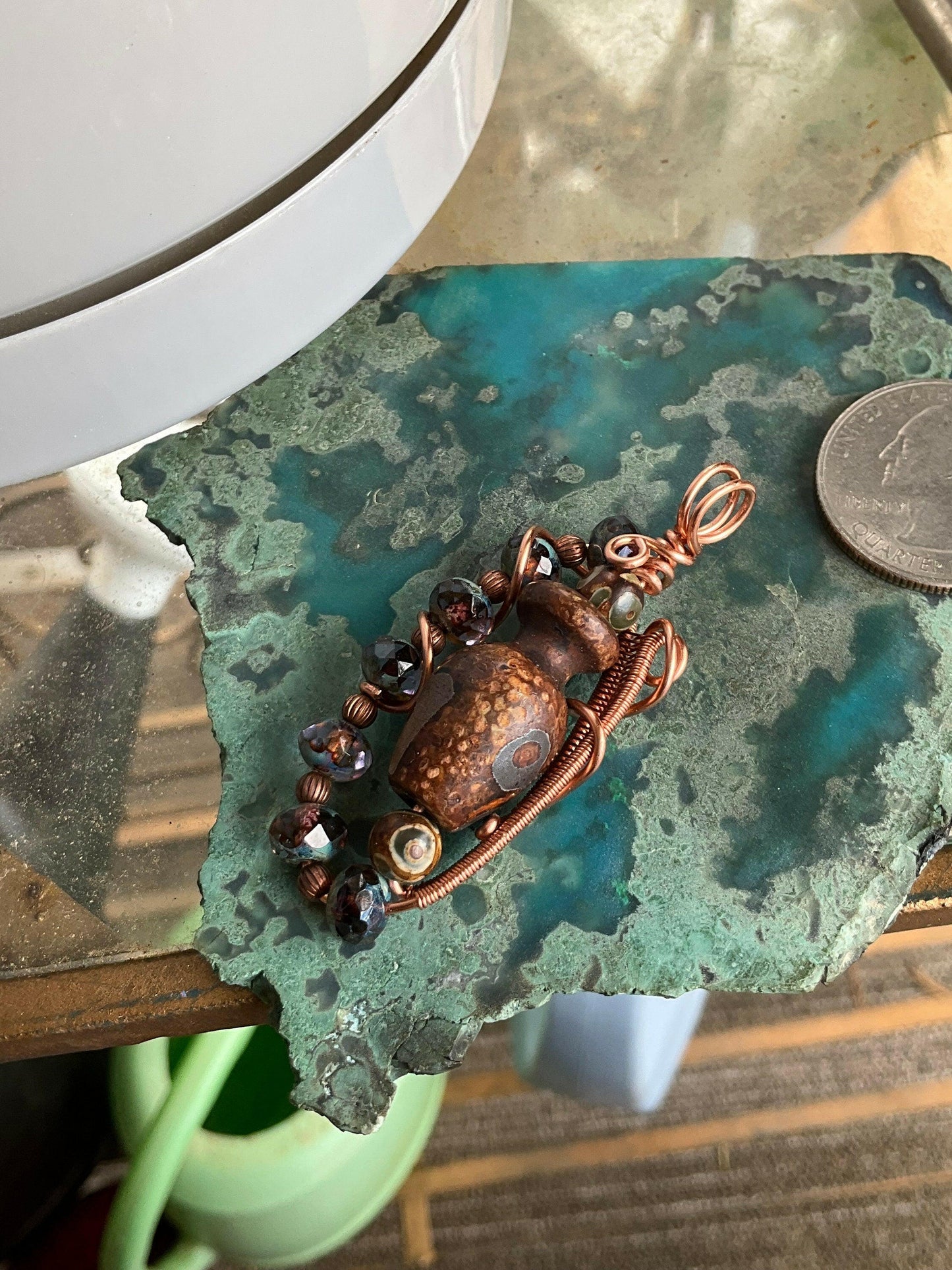 Tibetan Agate Vase Wire Wrap Pendant