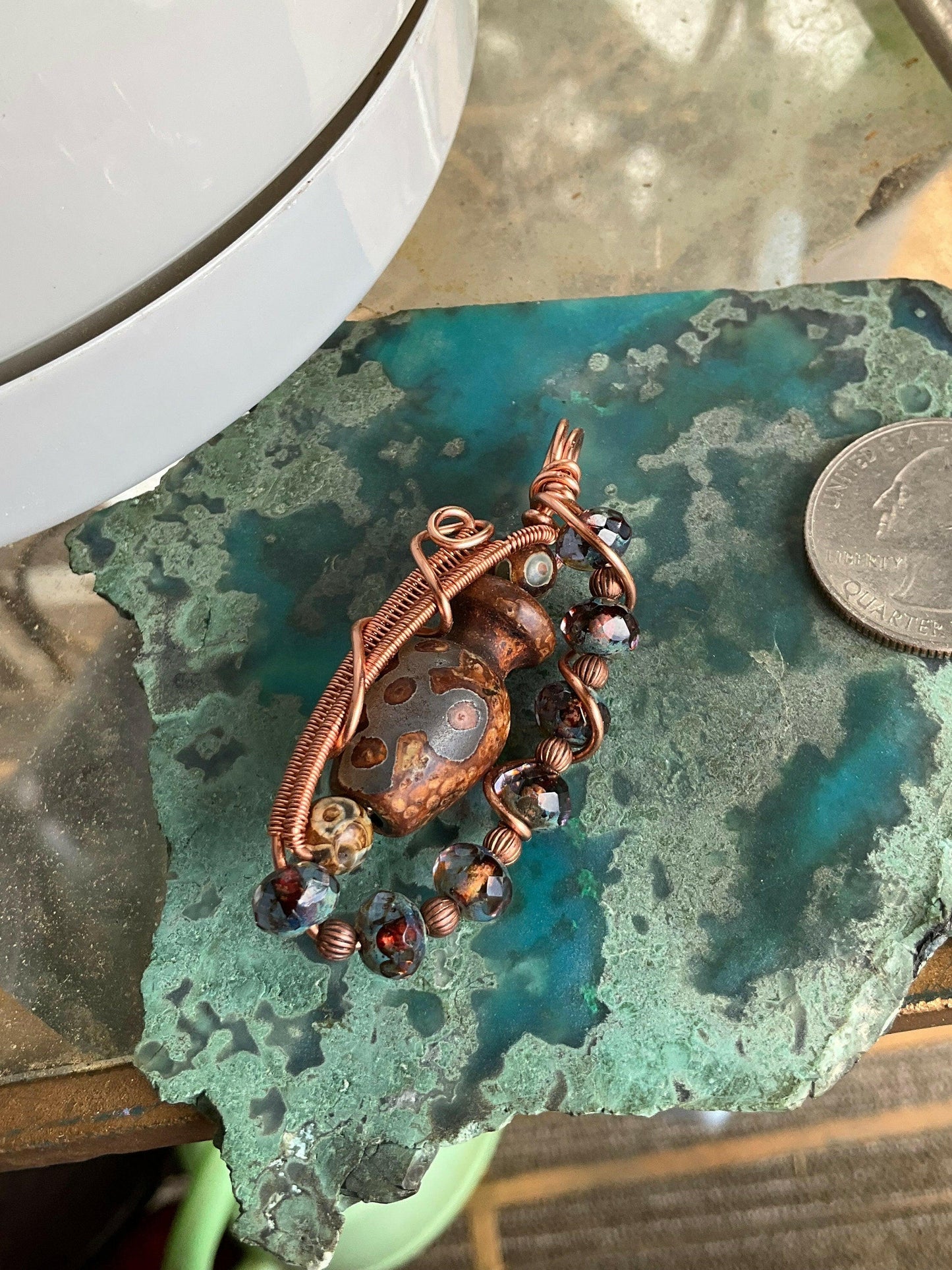 Tibetan Agate Vase Wire Wrap Pendant