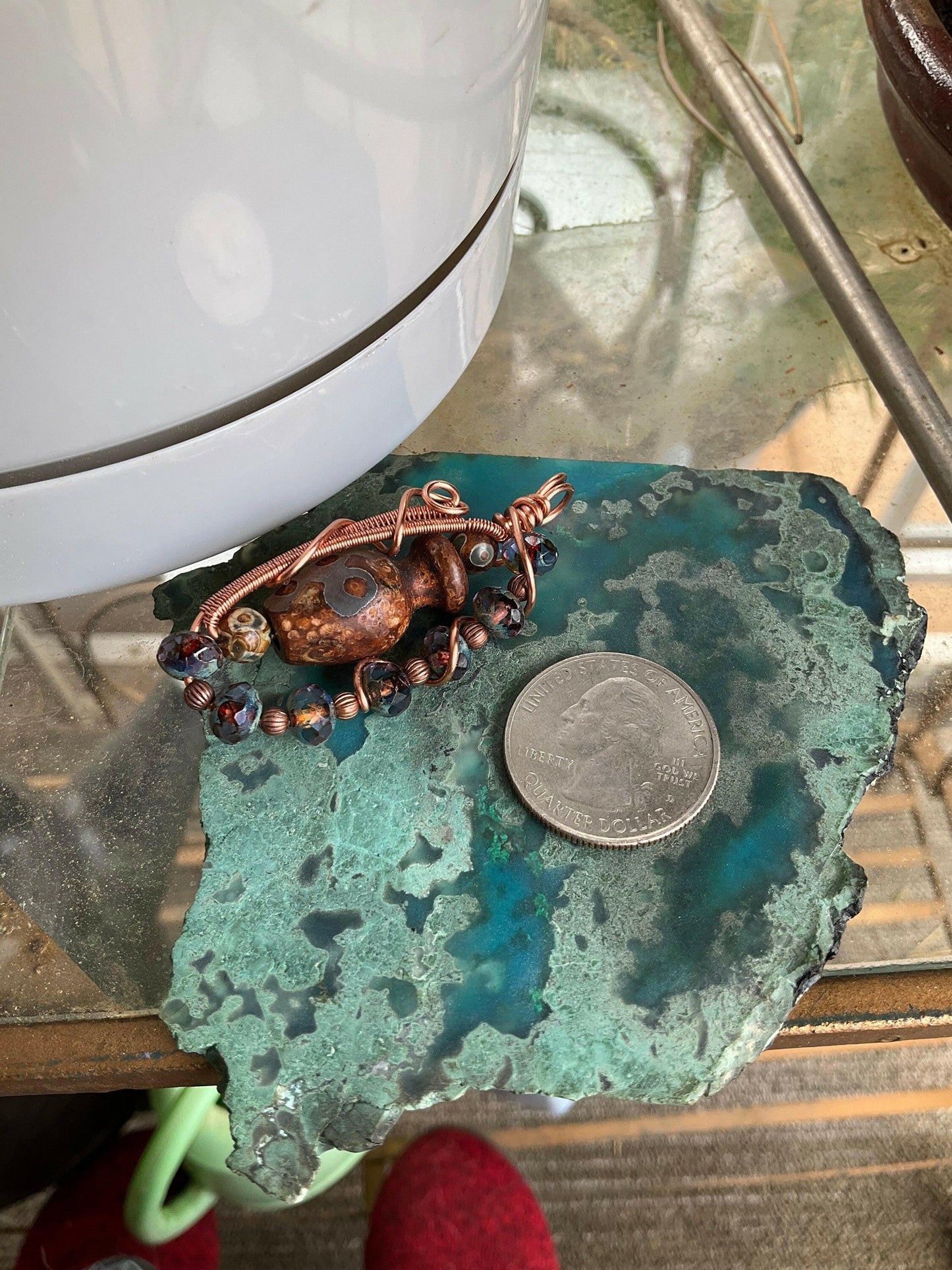 Tibetan Agate Vase Wire Wrap Pendant