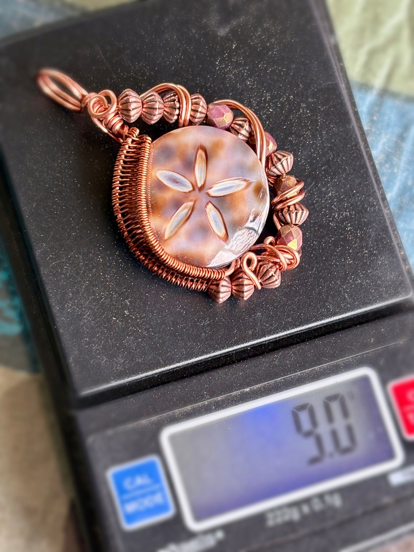 Intricate Wire Wrap Copper Pendant Cowrie Shell Jewelry