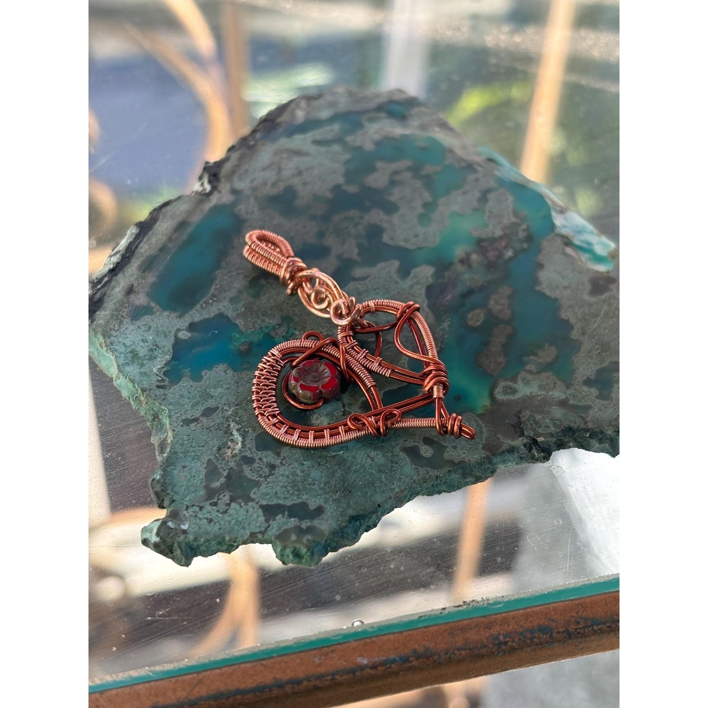 Heart Shape Hand Woven Copper Pendant