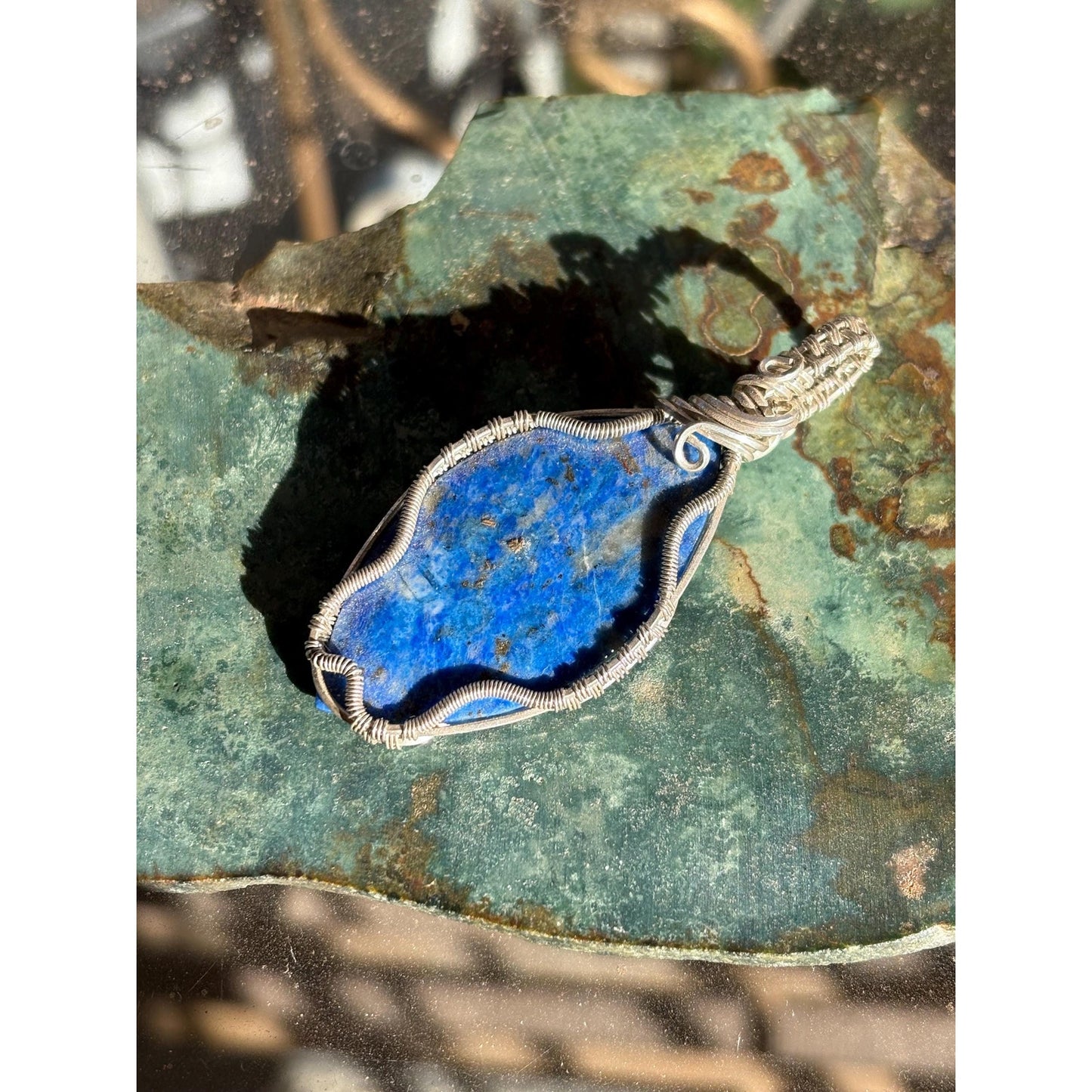 Sterling Silver Lapis Lazuli Wire Wrap Pendant