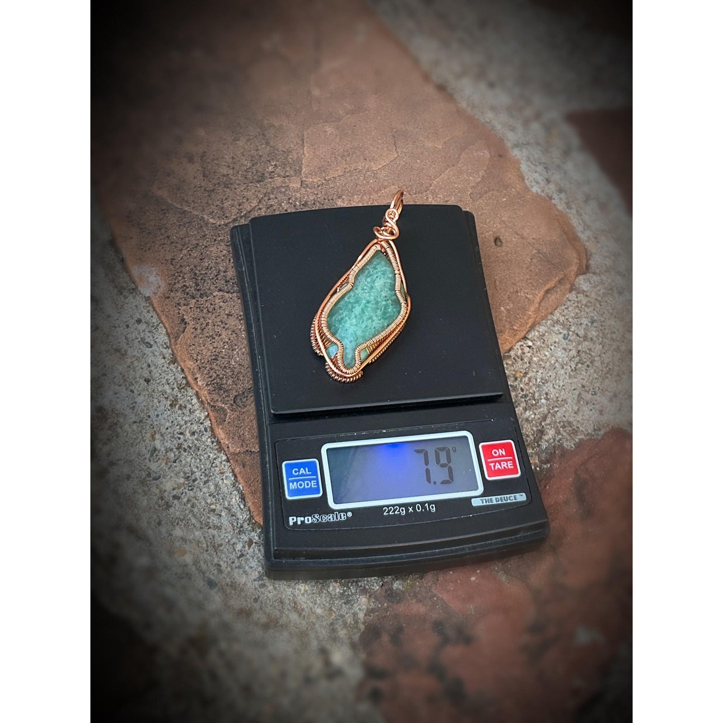 Amazonite Wire Wrap Copper Pendant