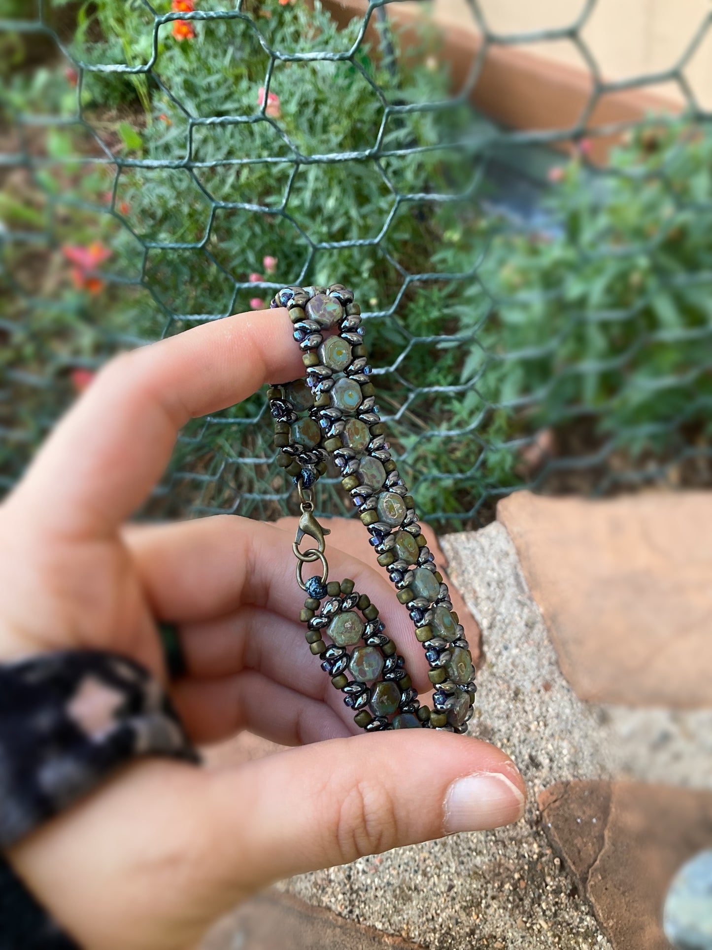 Honey Comb Bead Weaved Super Duo Bracelet