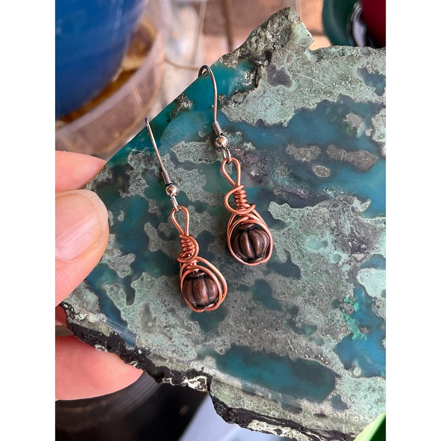 Elegant Copper Dangle Earrings