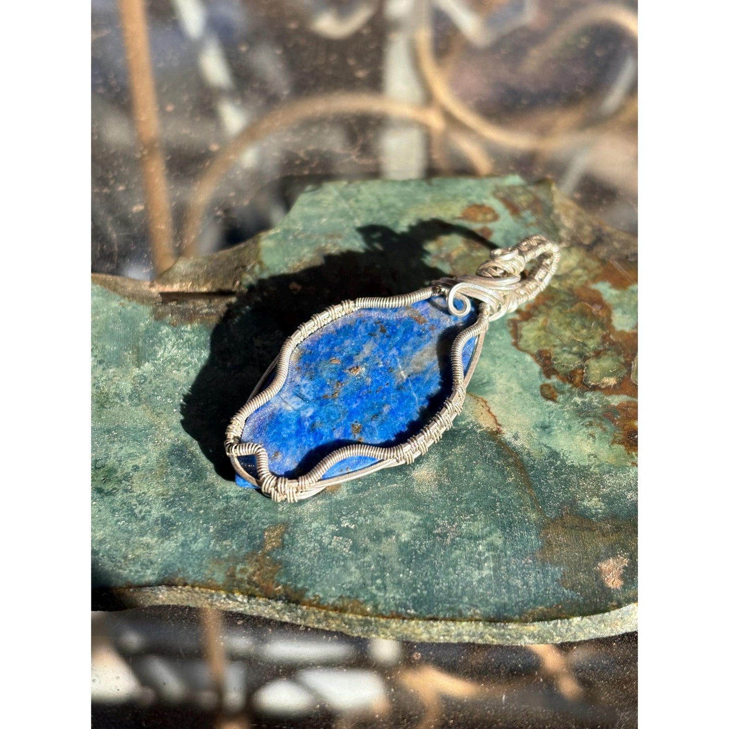 Sterling Silver Lapis Lazuli Wire Wrap Pendant