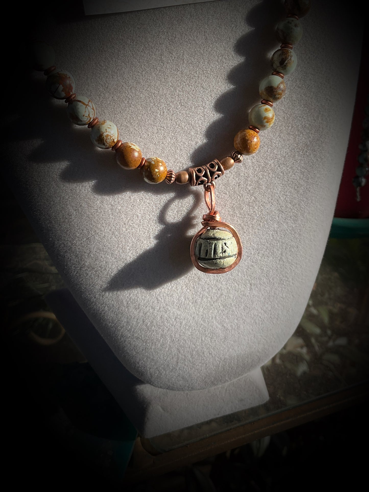 Brazilian Pine Stone and Amazonite Jewelry Set