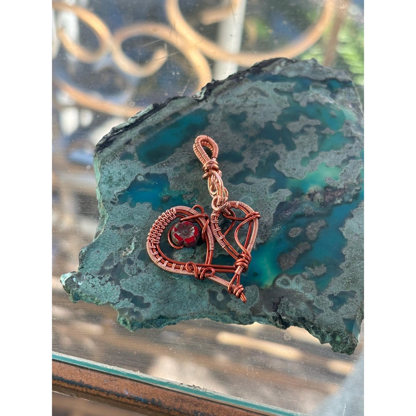 Heart Shape Hand Woven Copper Pendant