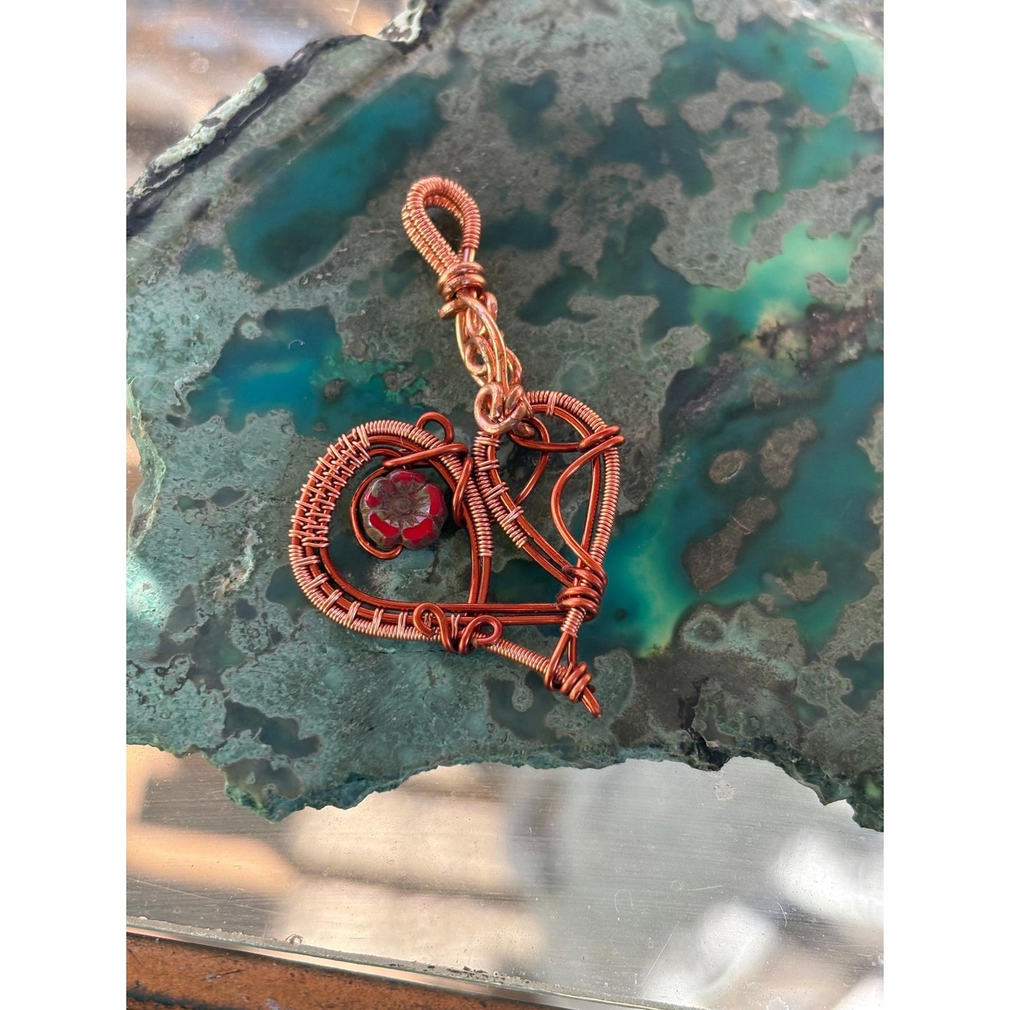 Heart Shape Hand Woven Copper Pendant