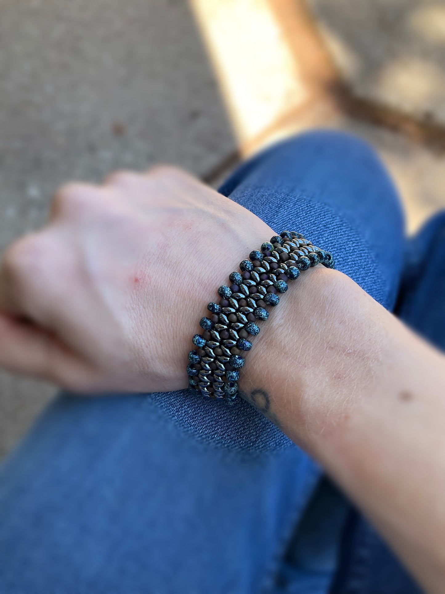 Hematite Super Duo Bead Weaved