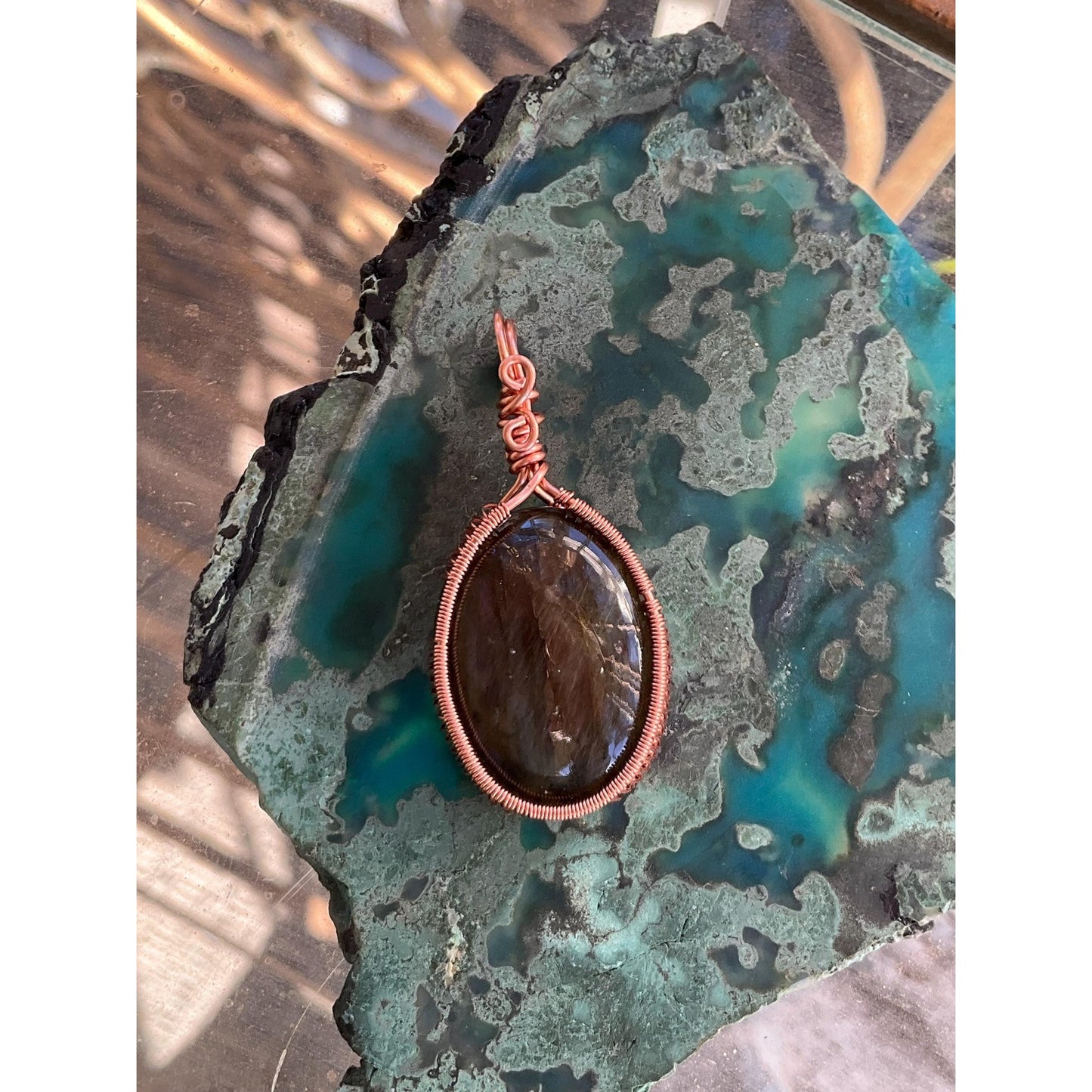 Purple Labradorite Copper Pendant