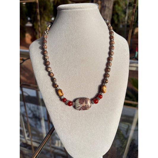 Jasper with Carnelian and Agate Beaded Necklace