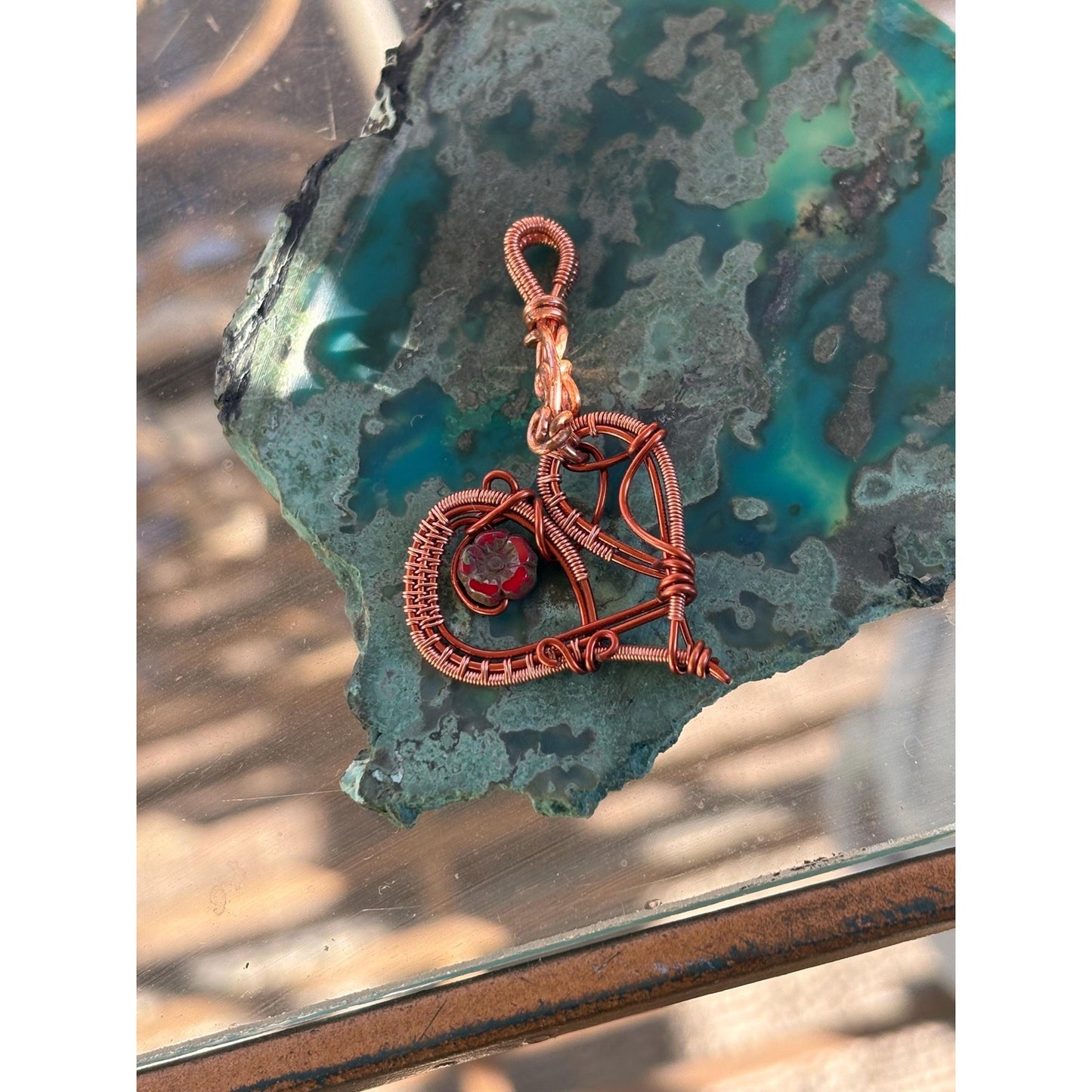 Heart Shape Hand Woven Copper Pendant