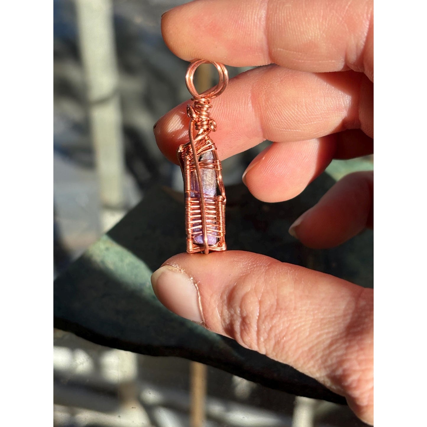 Charoite Wire Wrapped Copper Pendant