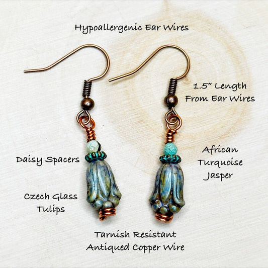 Details of czech tulip earrings