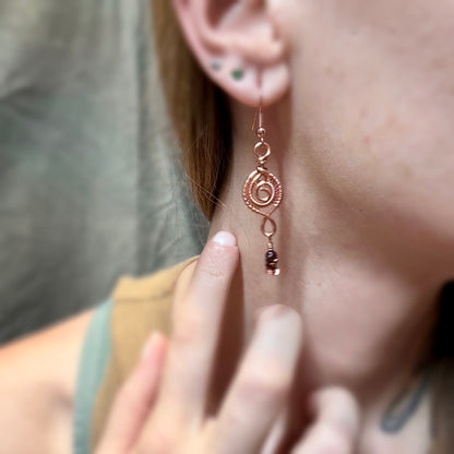 Handmade Copper Earrings German Glass