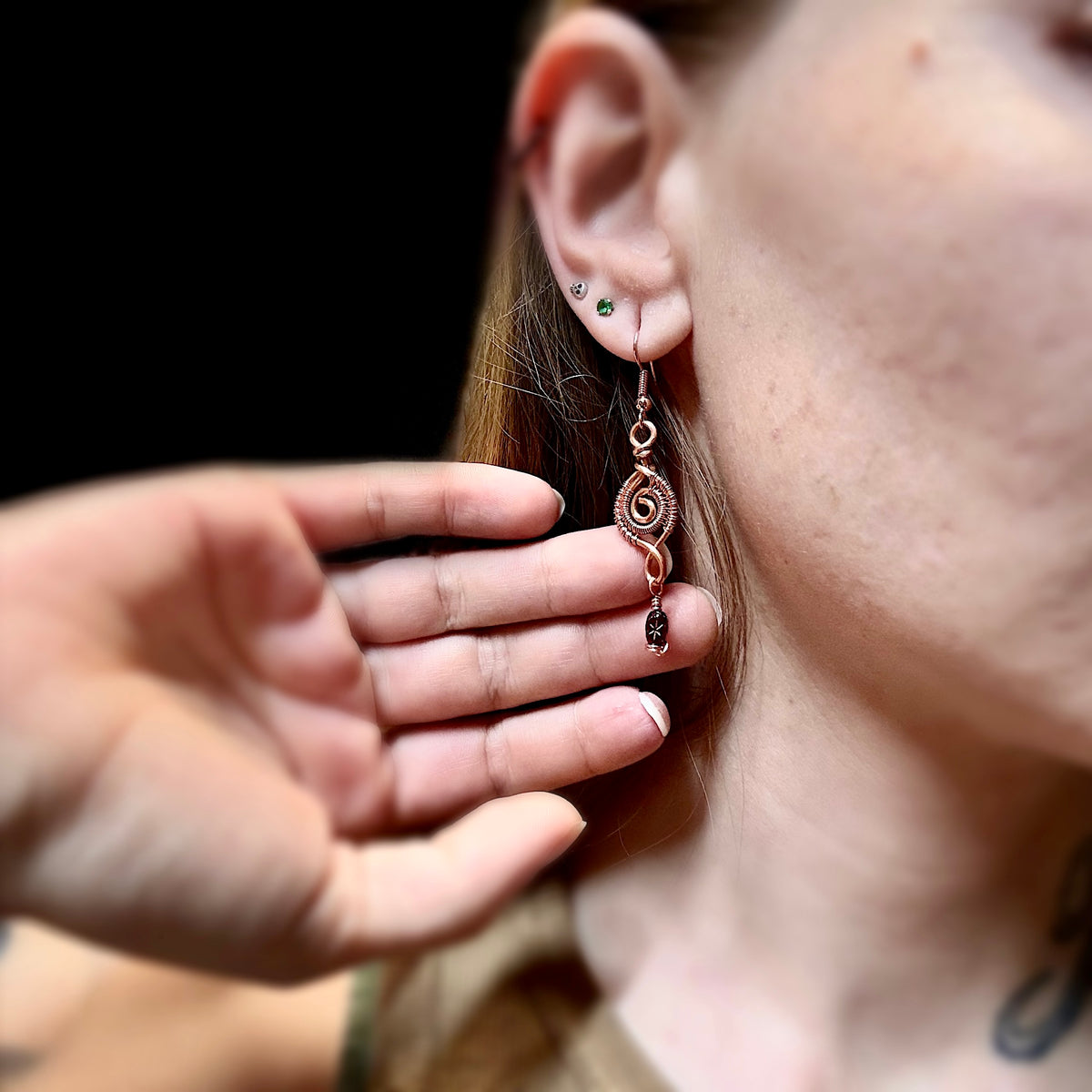 Handmade Copper Earrings German Glass