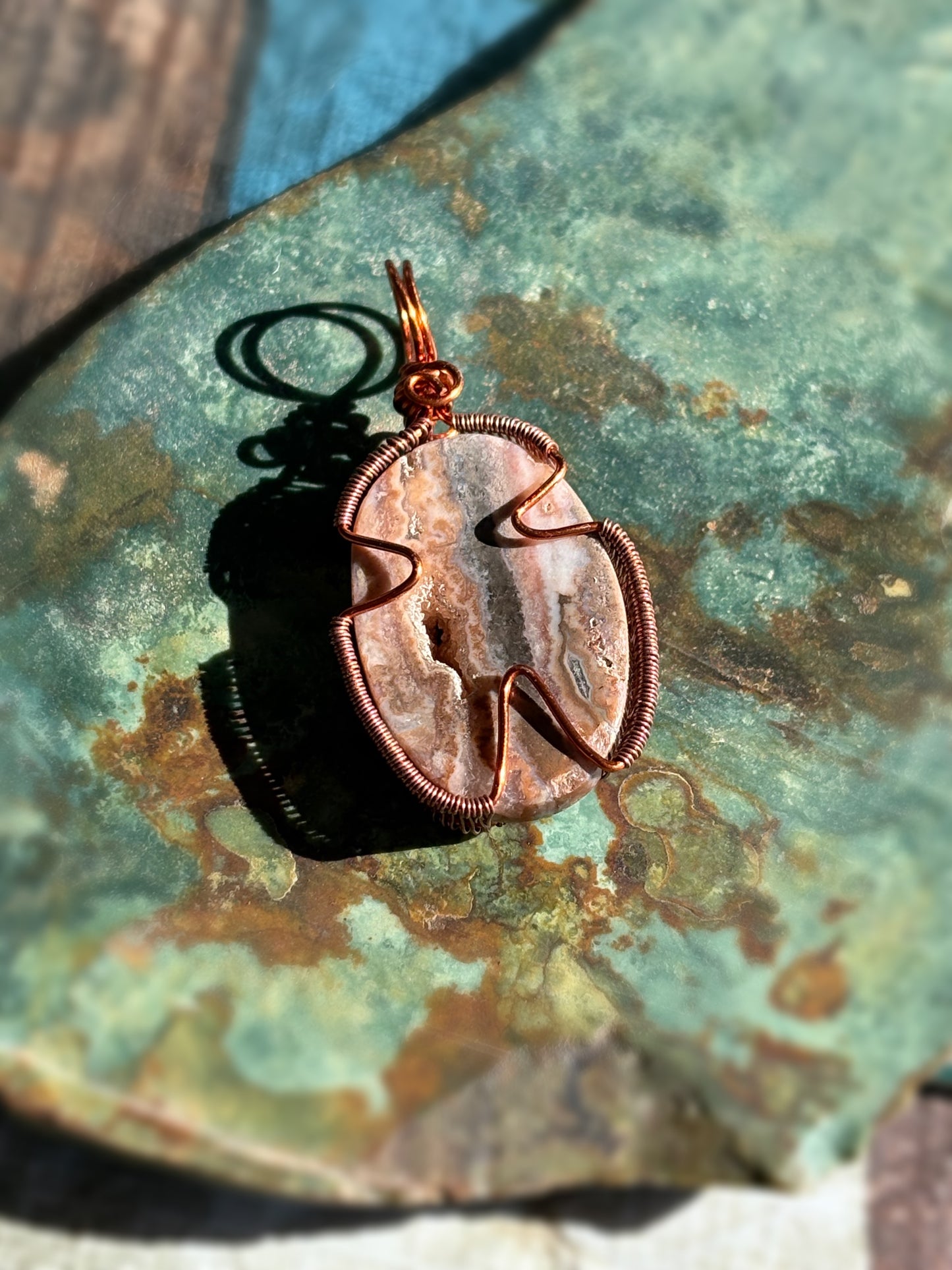 Mexican Crazy Lace Druzy Agate Pendant