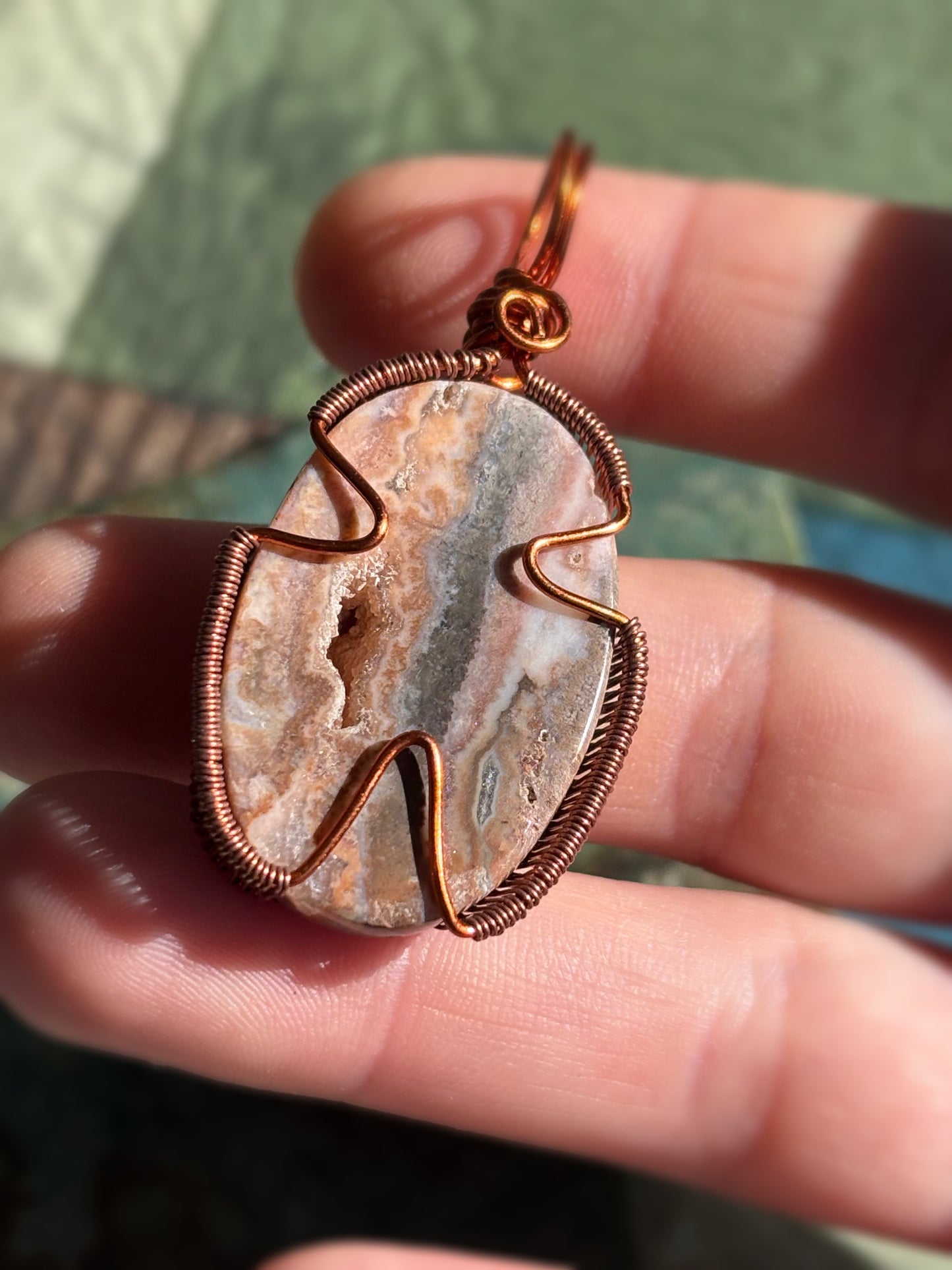 Mexican Crazy Lace Druzy Agate Pendant