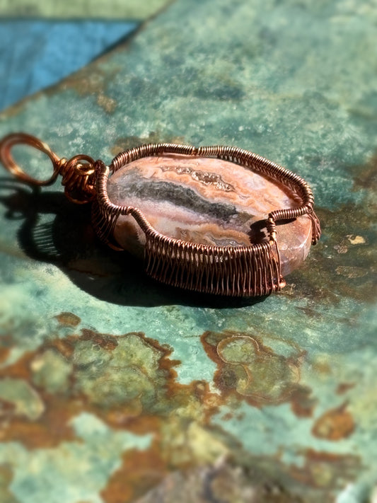 Mexican Crazy Lace Druzy Agate Pendant