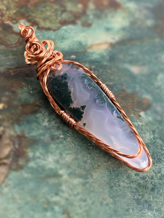 Purple Moss Agate Copper Pendant