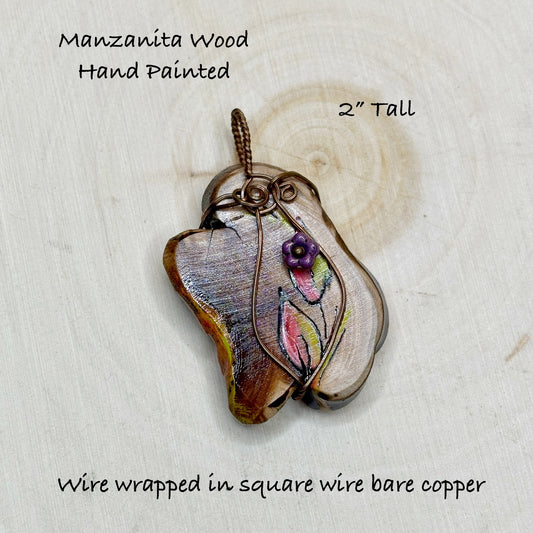 Manzanita Hand Painted Copper Necklace Pendant