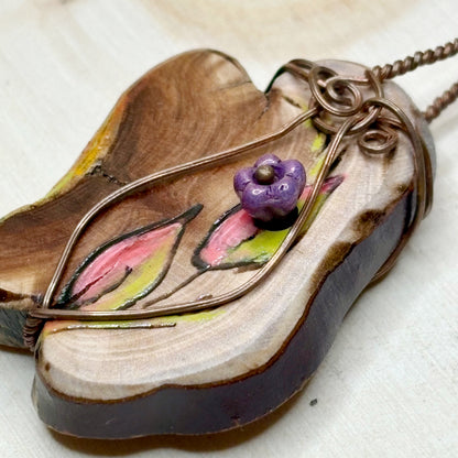 Manzanita Hand Painted Copper Necklace Pendant