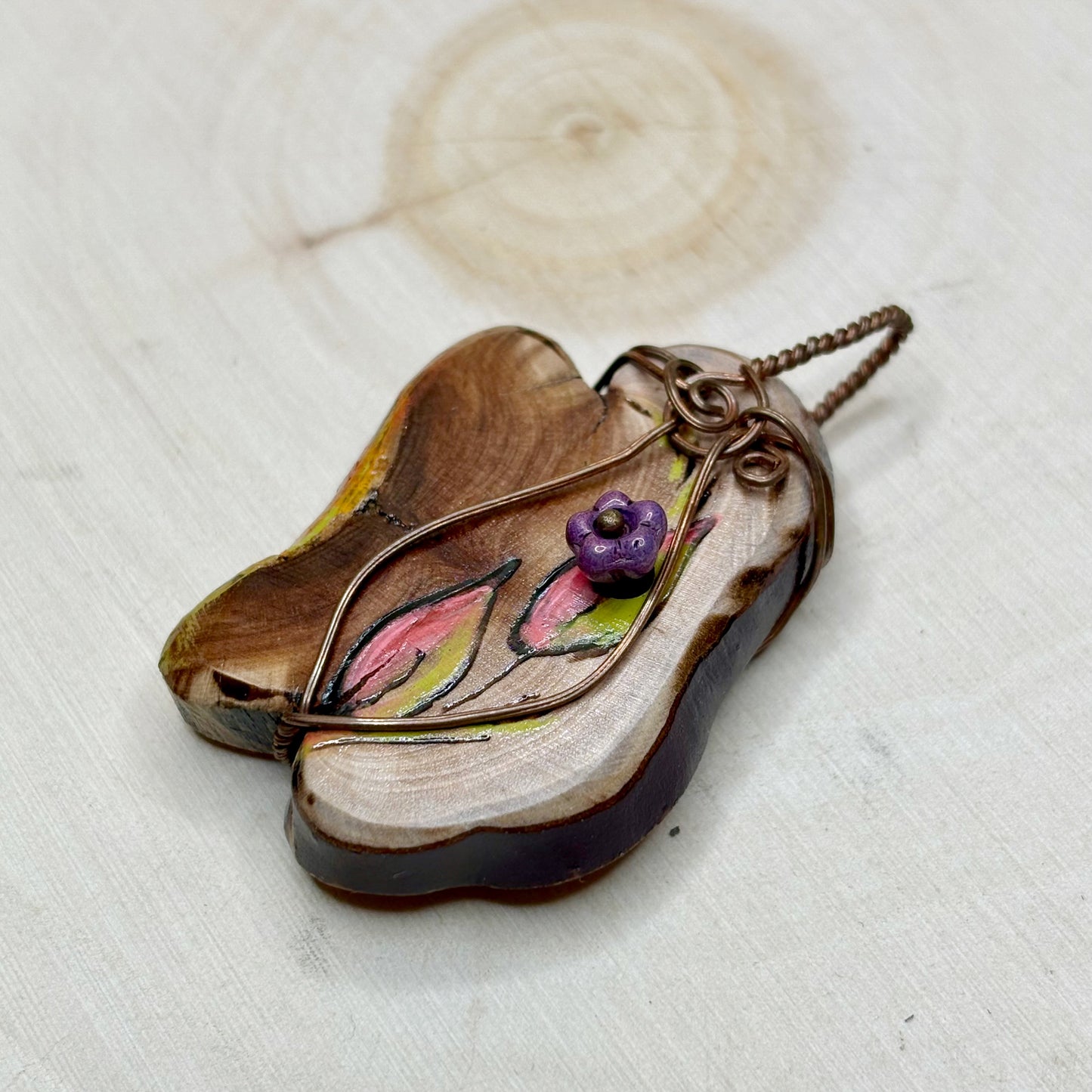 Manzanita Hand Painted Copper Necklace Pendant