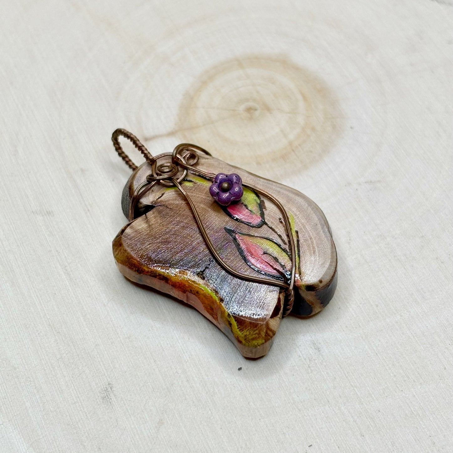 Manzanita Hand Painted Copper Necklace Pendant