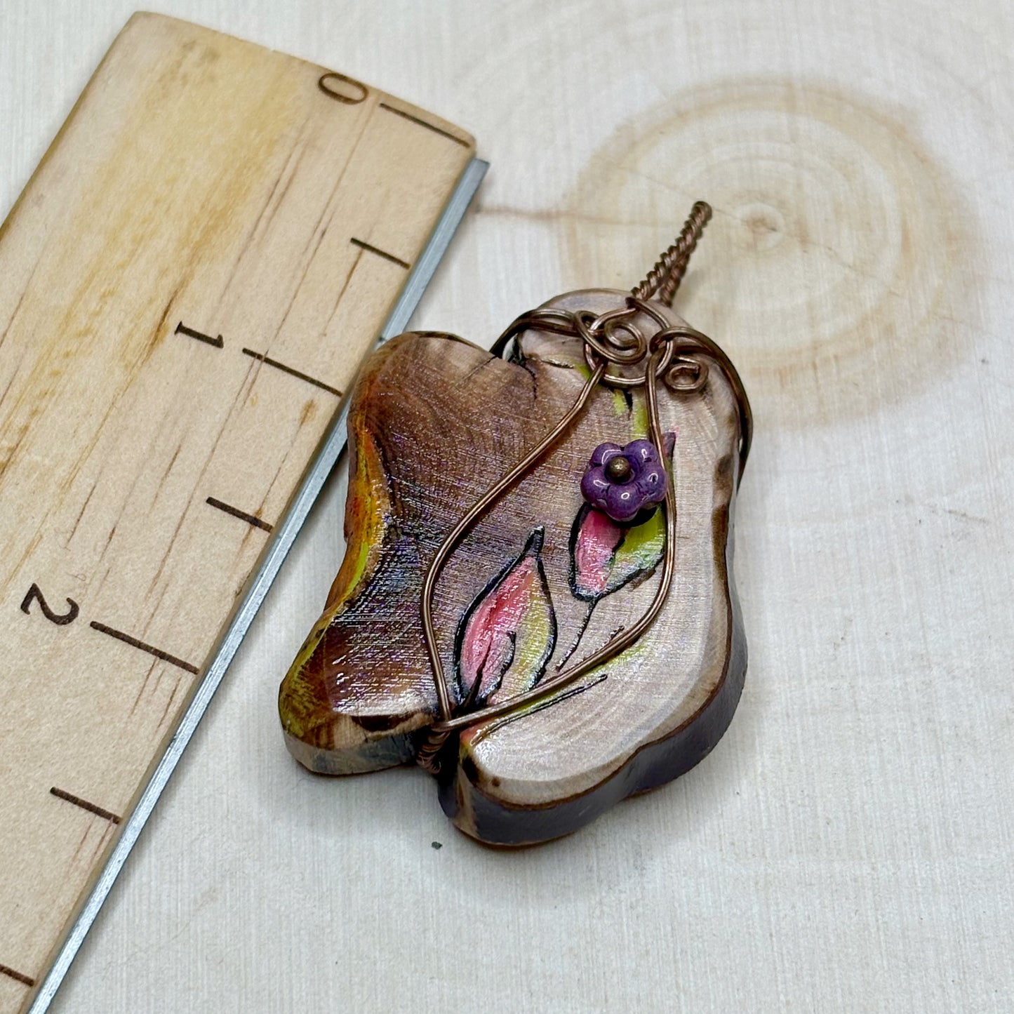 Manzanita Hand Painted Copper Necklace Pendant