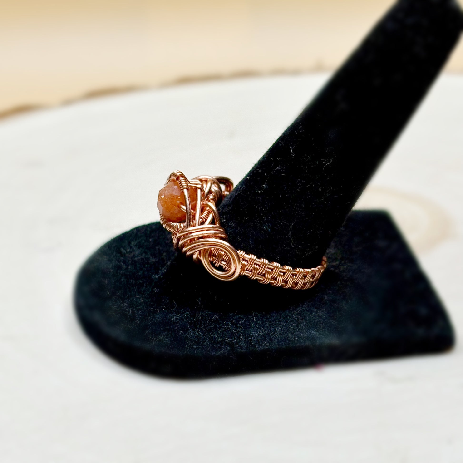 Copper Jewelry sunstone ring 