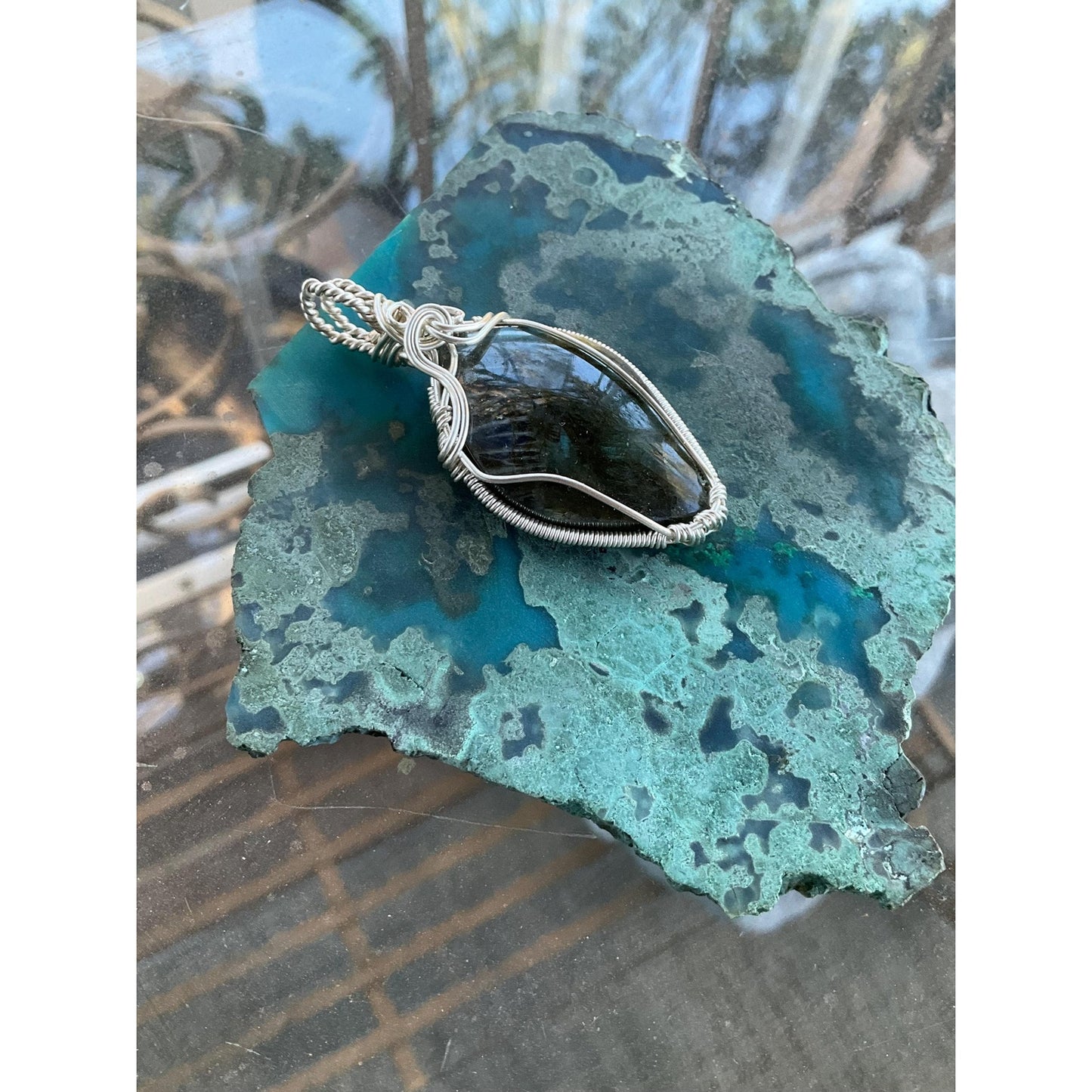 Blue Fire Labradorite Pendant Silver